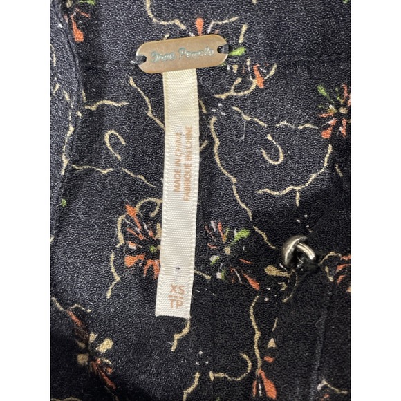 Free People Debbie Dot Romber Womens‎ Size Extra Small Black Floral Boho Hippie - Picture 10 of 14
